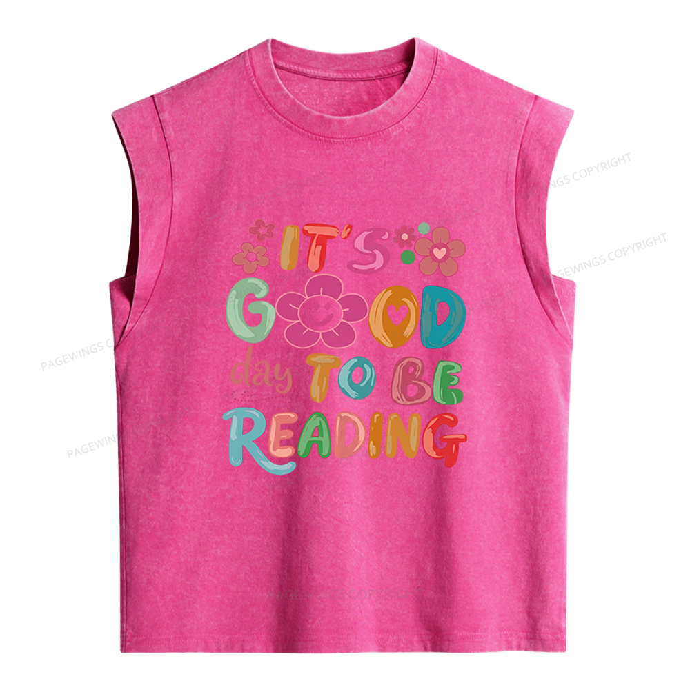 Pagewings It's a Good Day To Be Reading Women's Washed Tank Top
