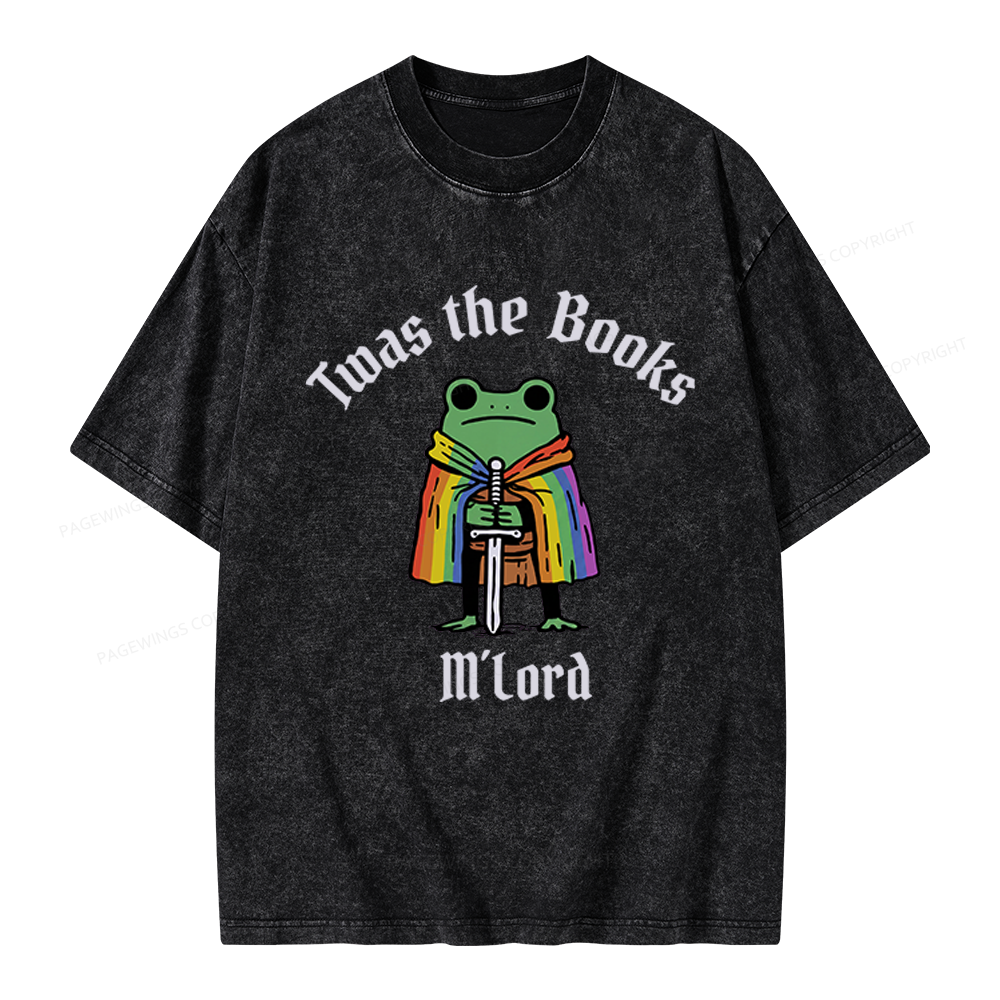 Pagewings Twas The Books Funny Unisex Washed T-shirt