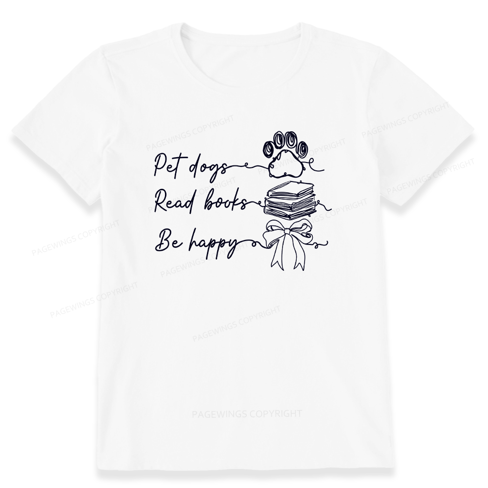 Pagewings Pet Dogs Read Books Be Happy Unisex Classic T-shirt
