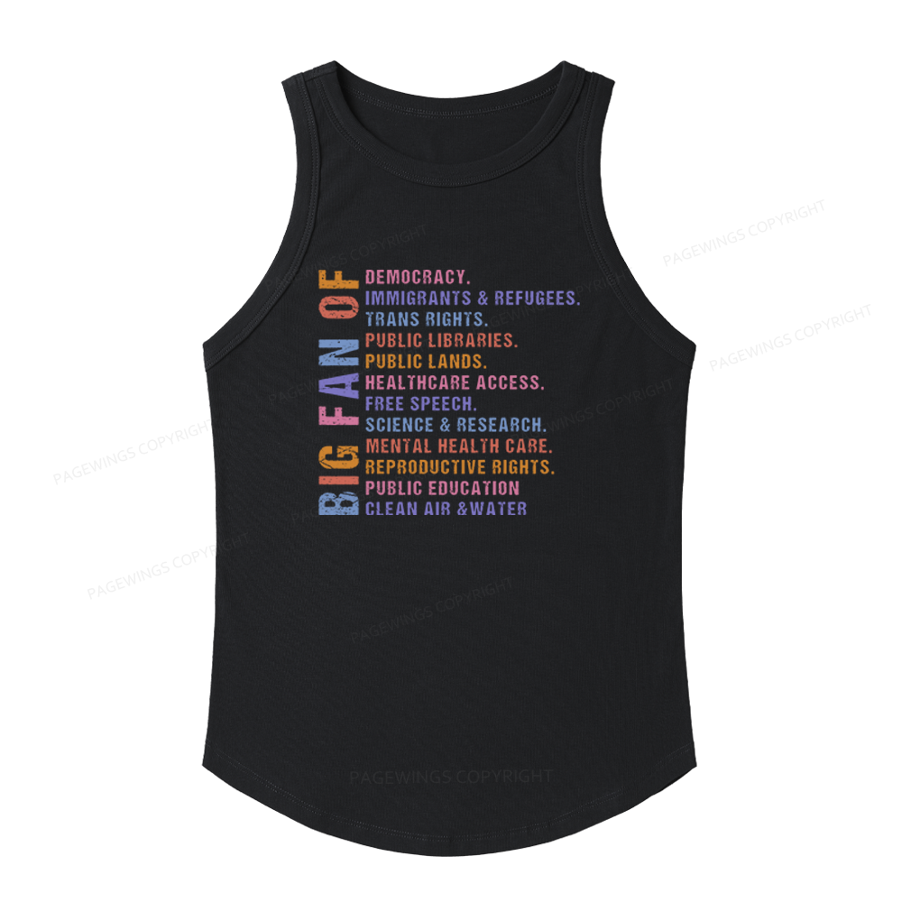 Pagewings Slim Fit Big Fan of Human Rights Women's Fitted Tank Top