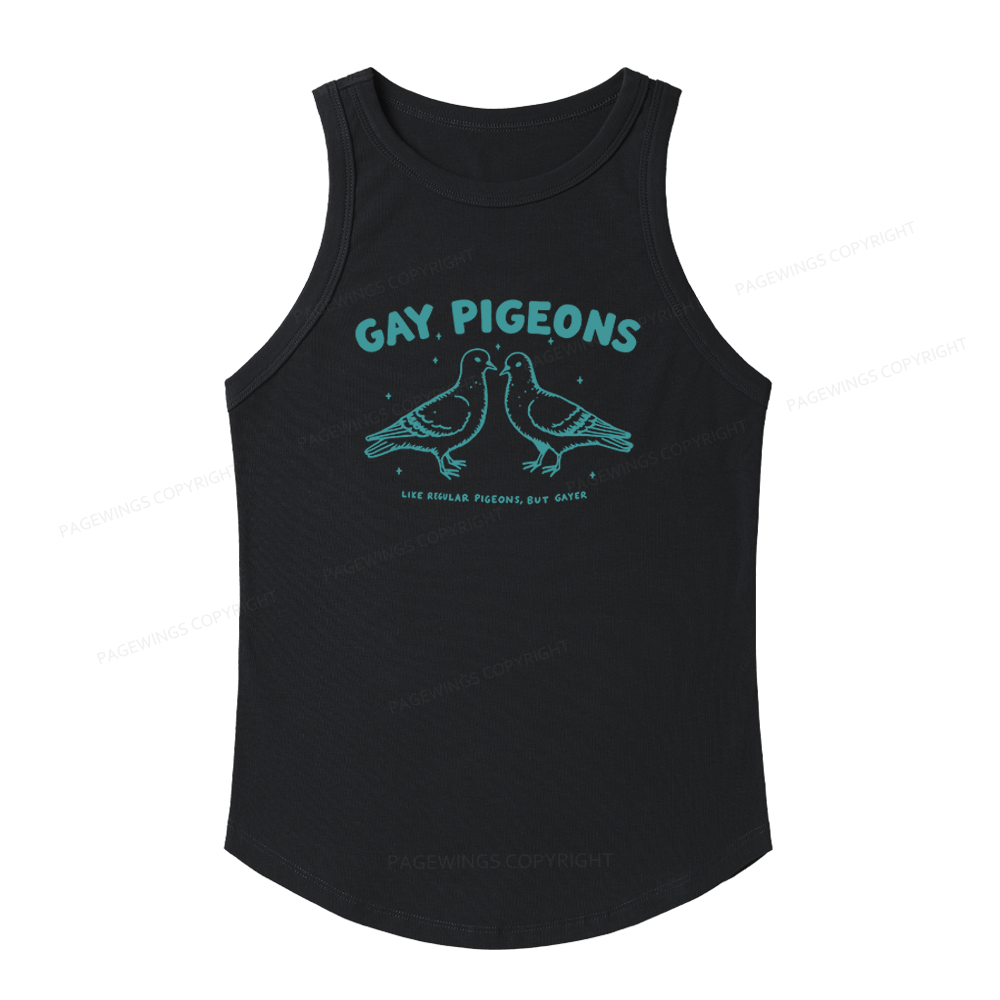 Pagewings Slim Fit Pagewings Gay Pigeons Women's Fitted Tank Top