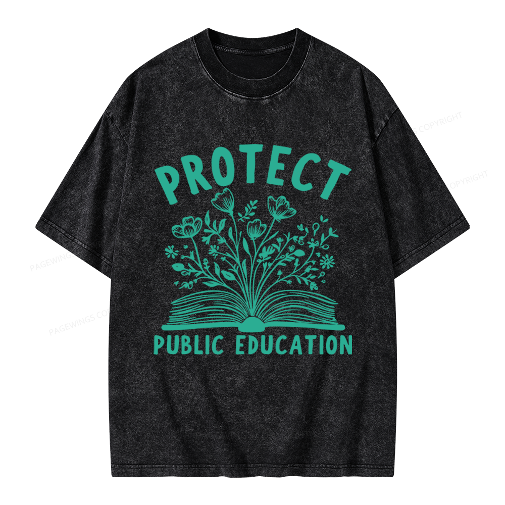 Pagewings Protect Public Education Unisex Washed T-shirt