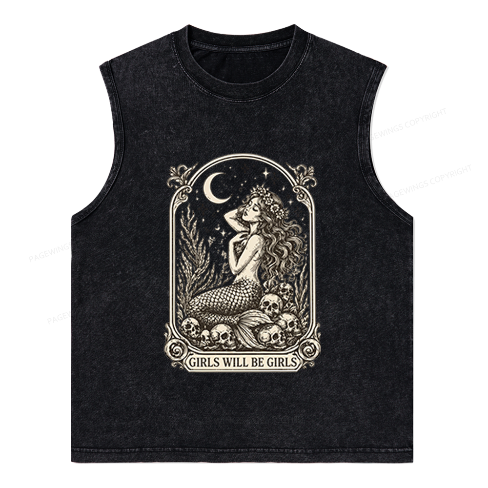 Pagewings Girls Will Be Girls Unisex Washed Tank Top