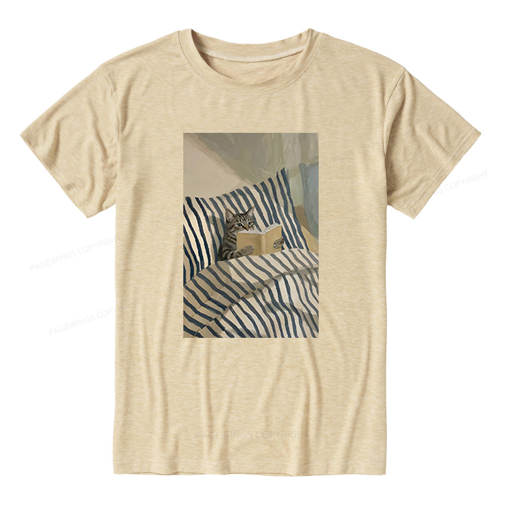 Pagewings Soft Cat Reading Book Unisex Heather T-Shirt
