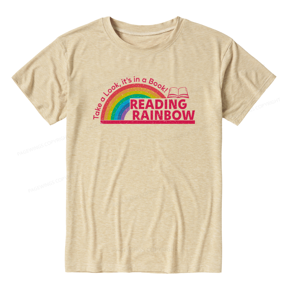 Pagewings Soft Reading With Rainbow Unisex Heather T-Shirt