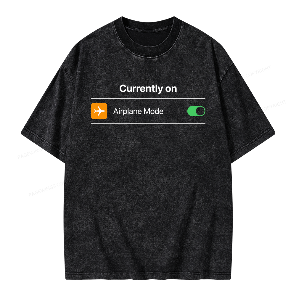 Pagewings Airplane Mode On Unisex Washed T-shirt