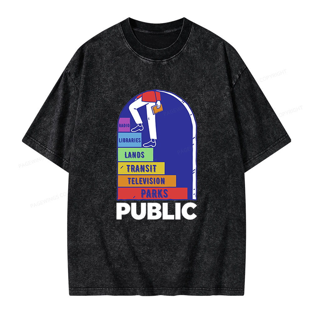 Pagewings Public Library Unisex Washed T-shirt