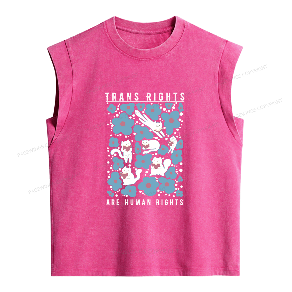 Pagewings Trans Rights Are Human Rights Women's Washed Tank Top