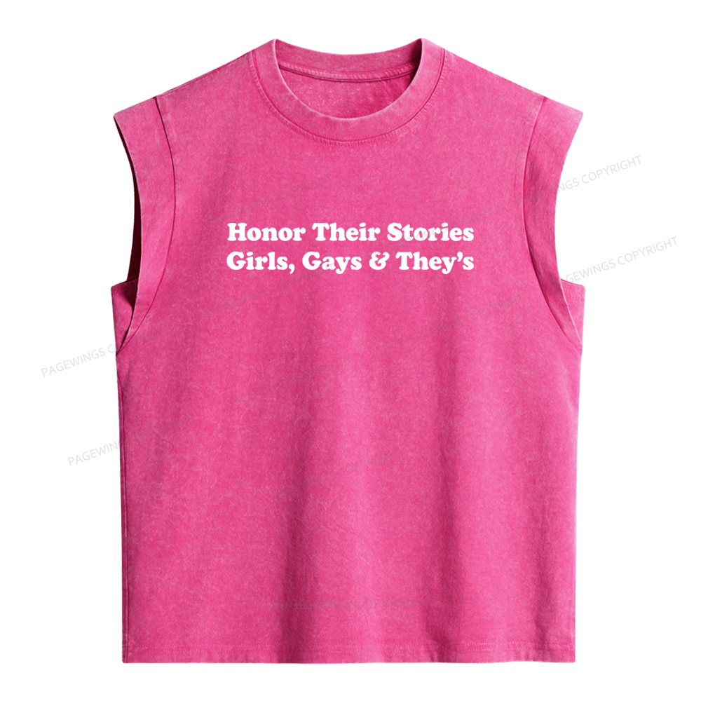 Pagewings Honor Their Stories Women's Washed Tank Top
