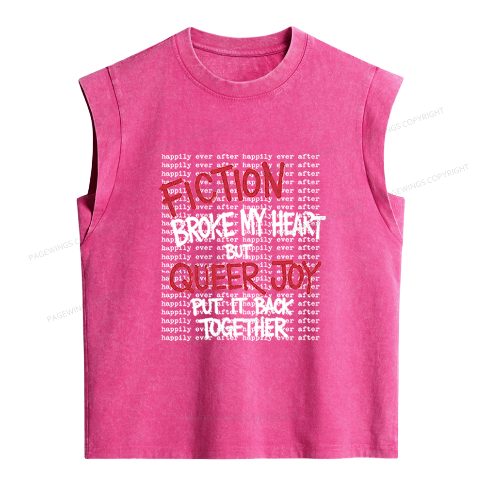 Pagewings Fiction Broke My Heart Women's Washed Tank Top