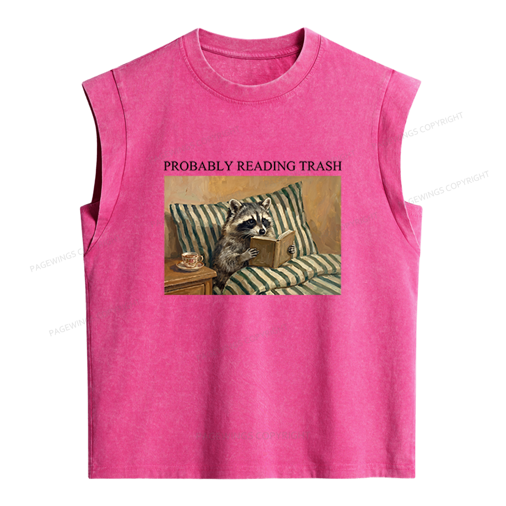 Pagewings Probably Reading Trash Women's Washed Tank Top
