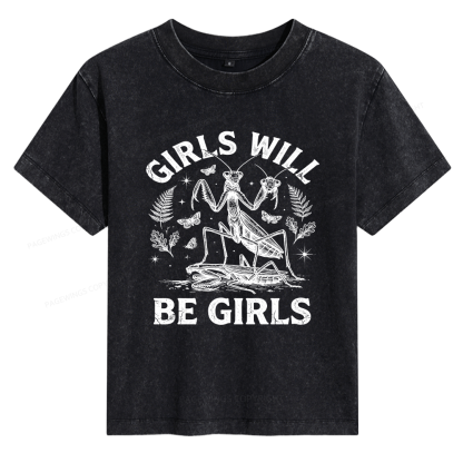 Pagewings Girls Will Be Girls Women's Washed T-shirt