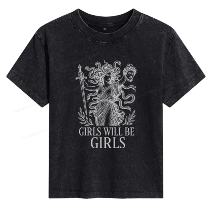 Pagewings Girls Will Be Girls Women's Washed T-shirt