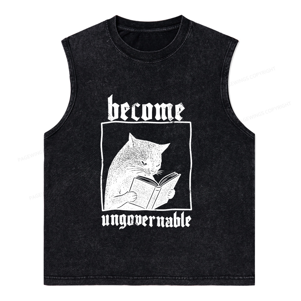 Pagewings Become Ungovernable Unisex Washed Tank Top