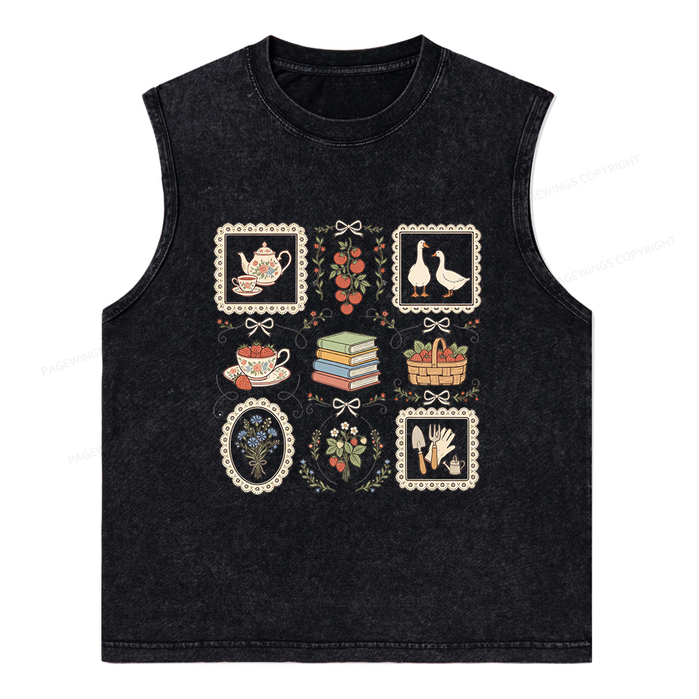 Pagewings Goose Reading Unisex Washed Tank Top
