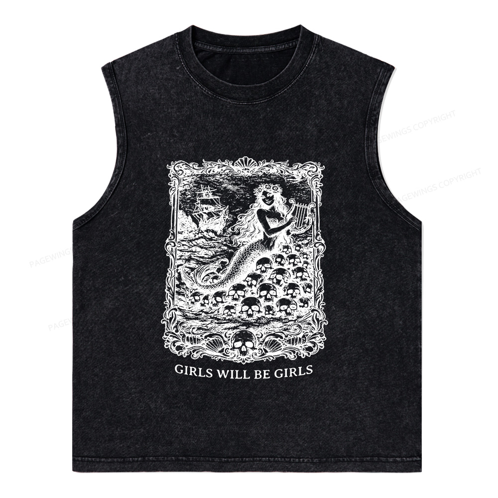 Pagewings Girls Will Be Girls Unisex Washed Tank Top