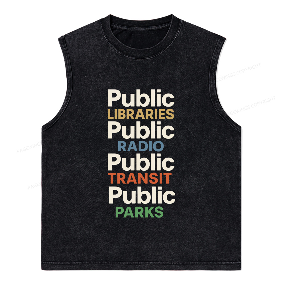Pagewings Public Libraries Unisex Washed Tank Top