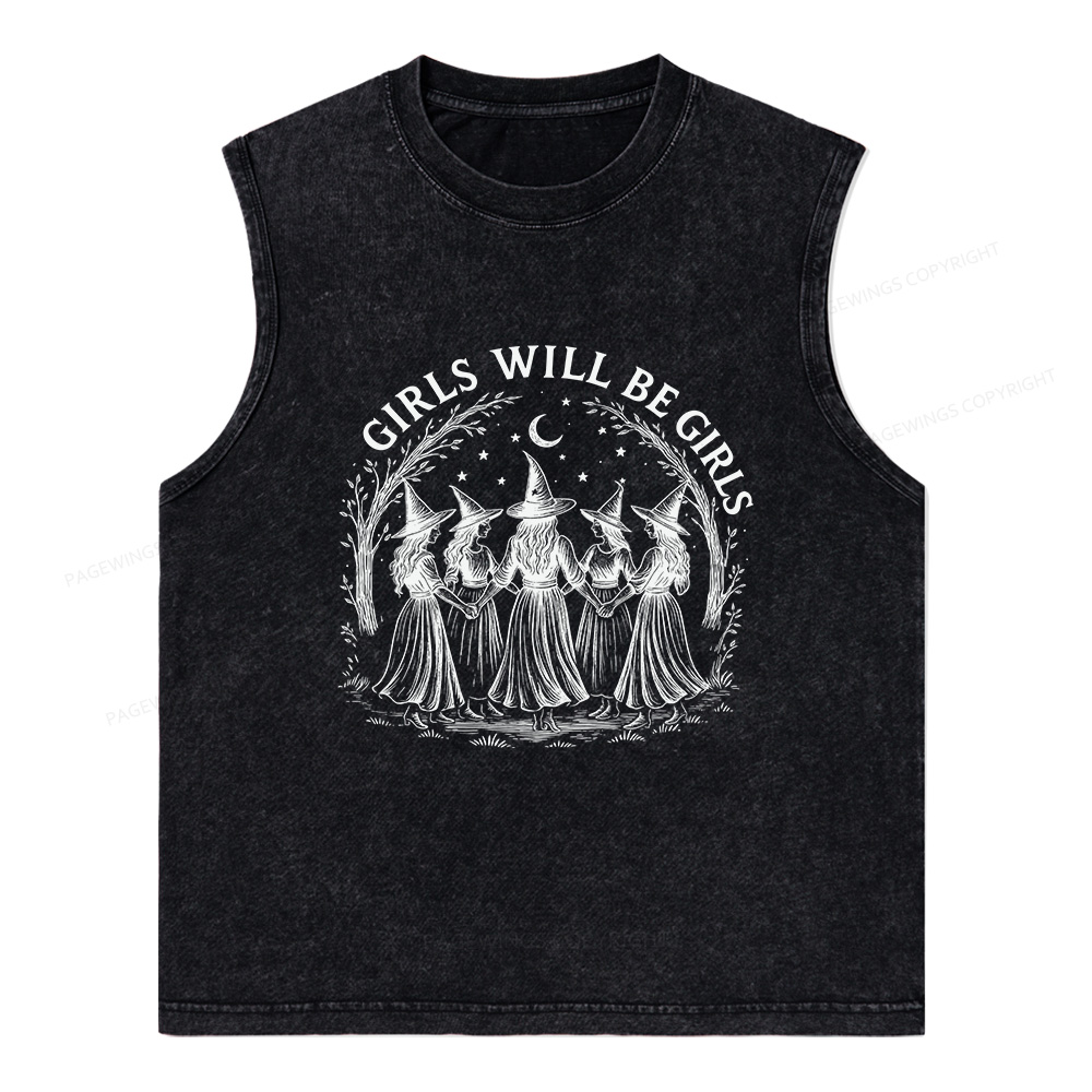 Pagewings Girls Will Be Girls Unisex Washed Tank Top