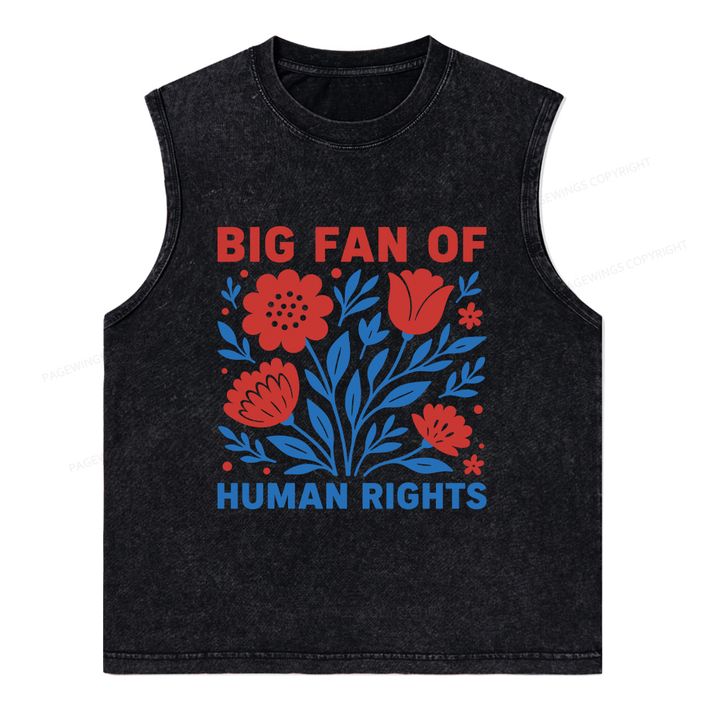 Pagewings Big Fan Of Human Rights Unisex Washed Tank Top