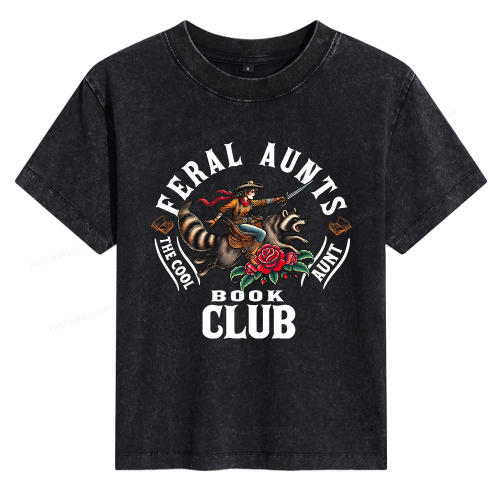 Pagewings Feral Aunt Book Club Women's Washed T-shirt
