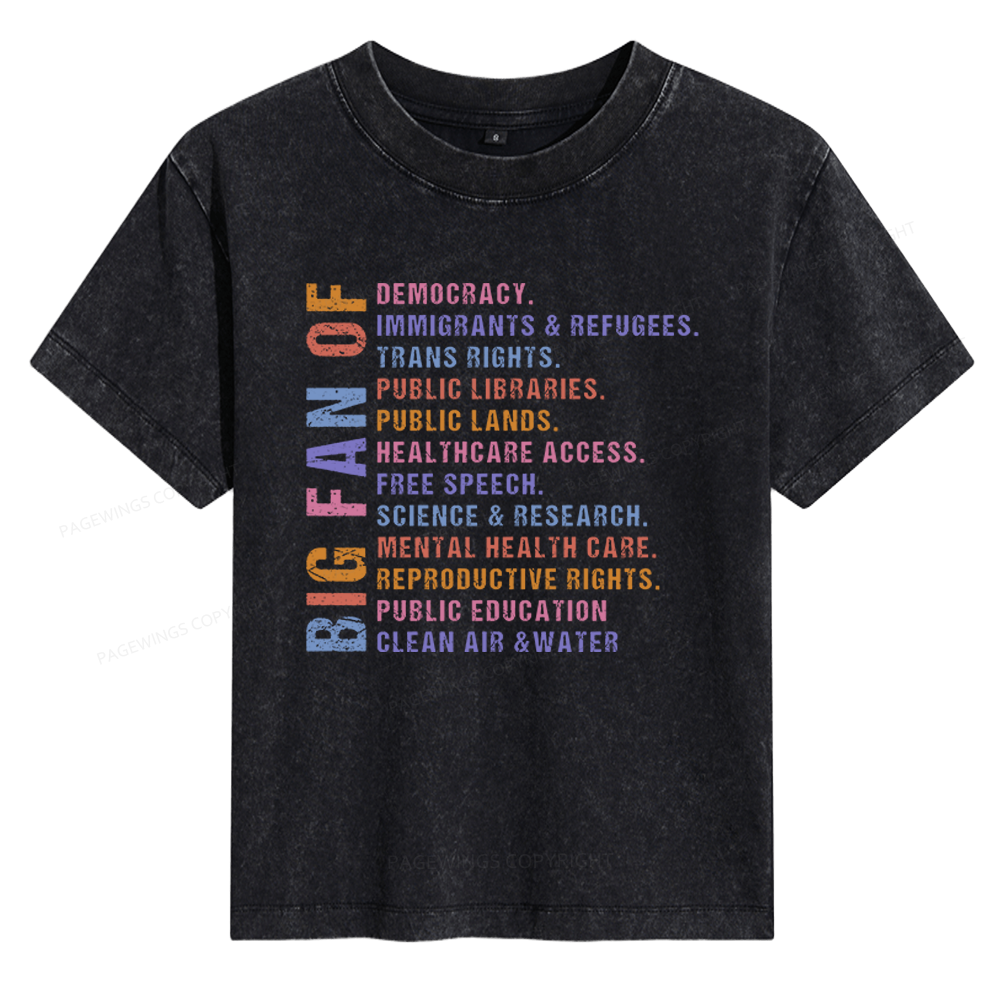 Pagewings Big Fan of Human Rights Women's Washed T-shirt