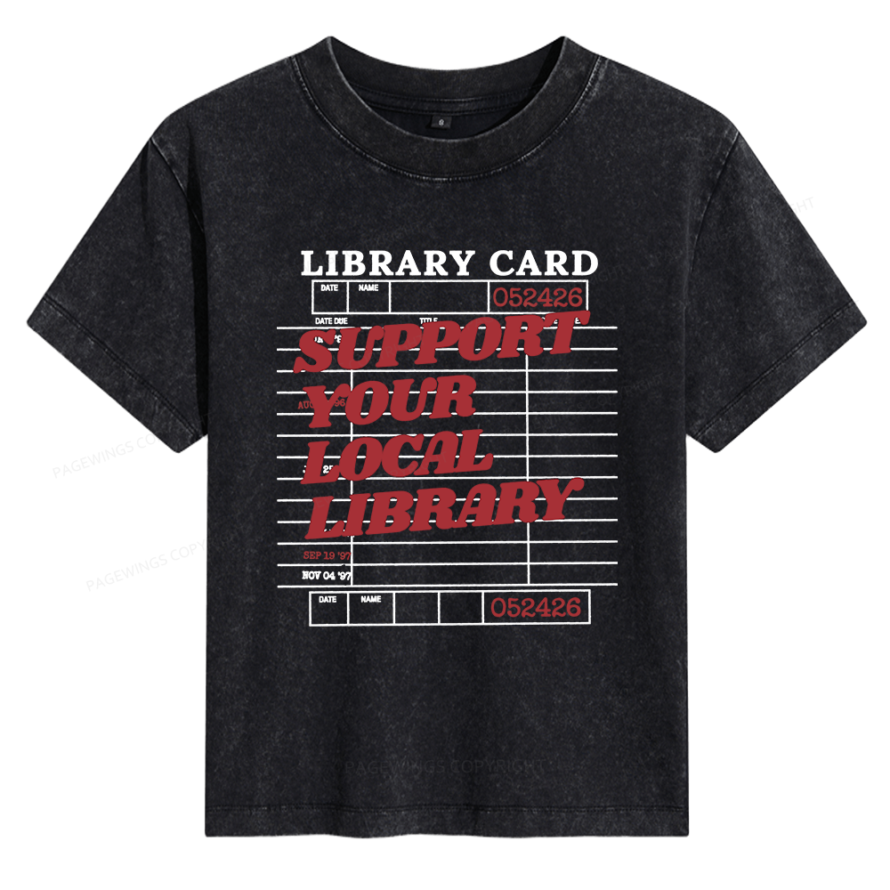 Pagewings Support your Local Library Women's Washed T-shirt