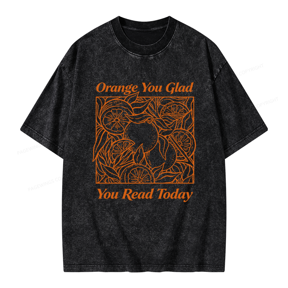 Pagewings Orange You Glad You Read Today Unisex Washed T-shirt