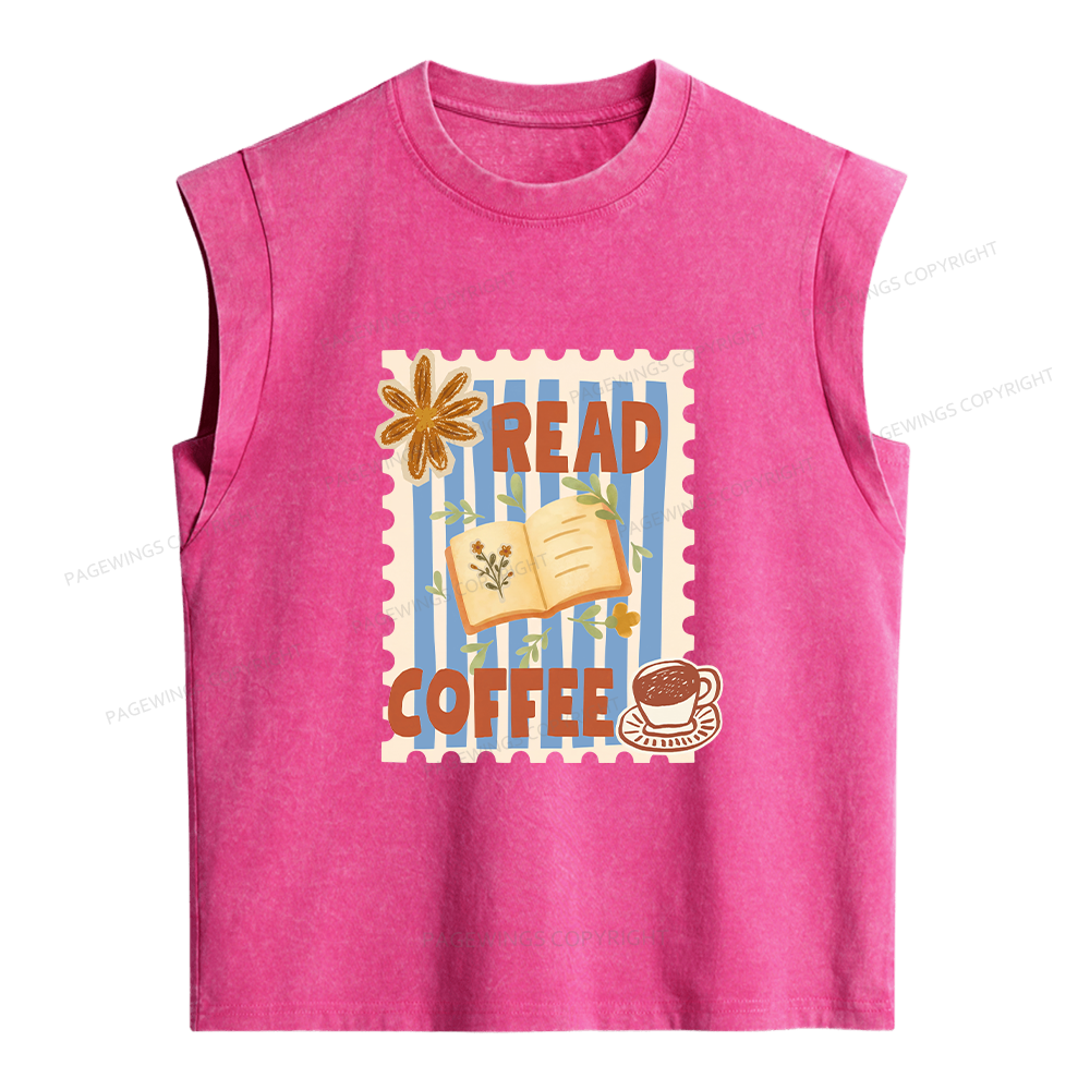 Pagewings Read Coffee Women's Washed Tank Top
