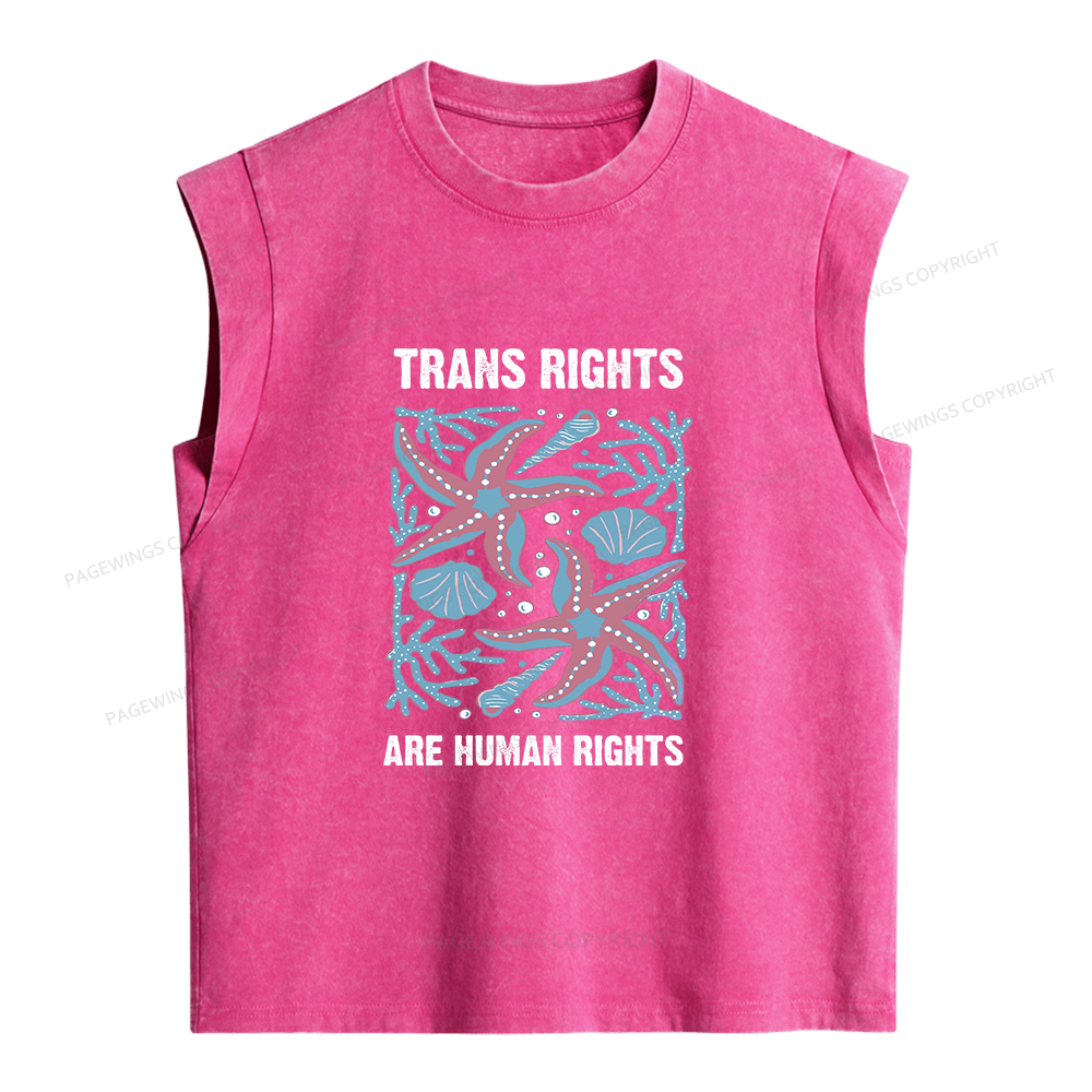 Pagewings Trans Rights  Are Human Rights Women's Washed Tank Top