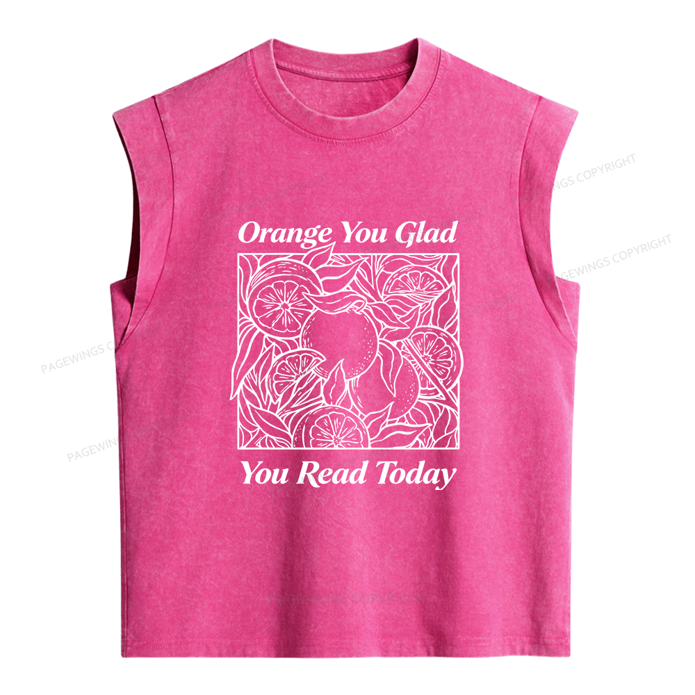 Pagewings Orange You Glad You Read Today Women's Washed Tank Top