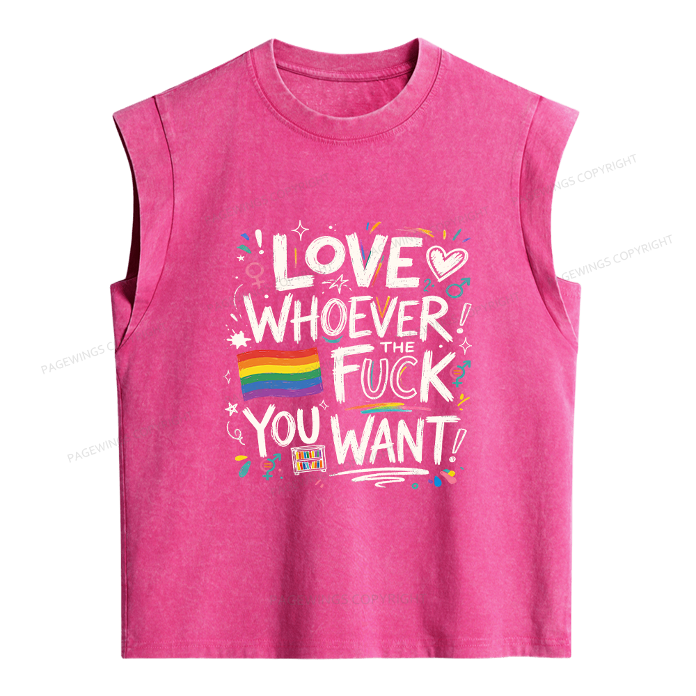 Pagewings Love Whoever You Want Women's Washed Tank Top