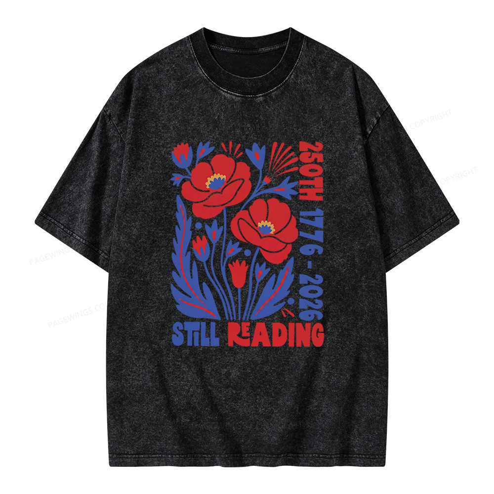 Pagewings Still Reading Unisex Washed T-shirt