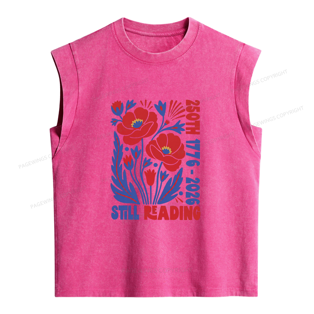 Pagewings 250th Still Reading Women's Washed Tank Top