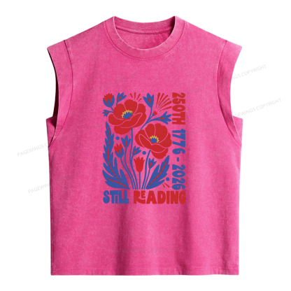 Pagewings 250th Still Reading Women's Washed Tank Top