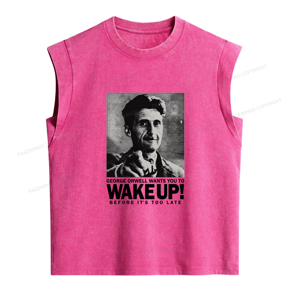 Pagewings Wants You To Wake Up Women's Washed Tank Top