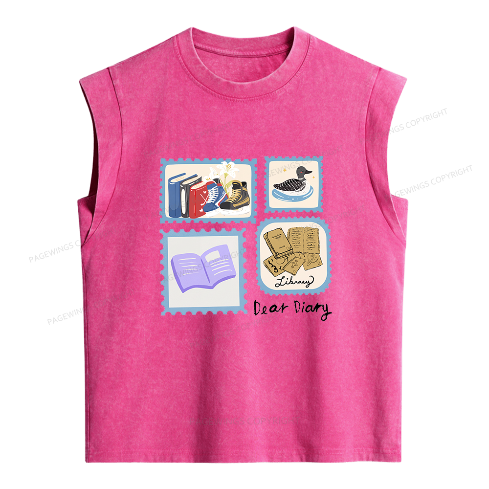 Pagewings Dear Diary Women's Washed Tank Top