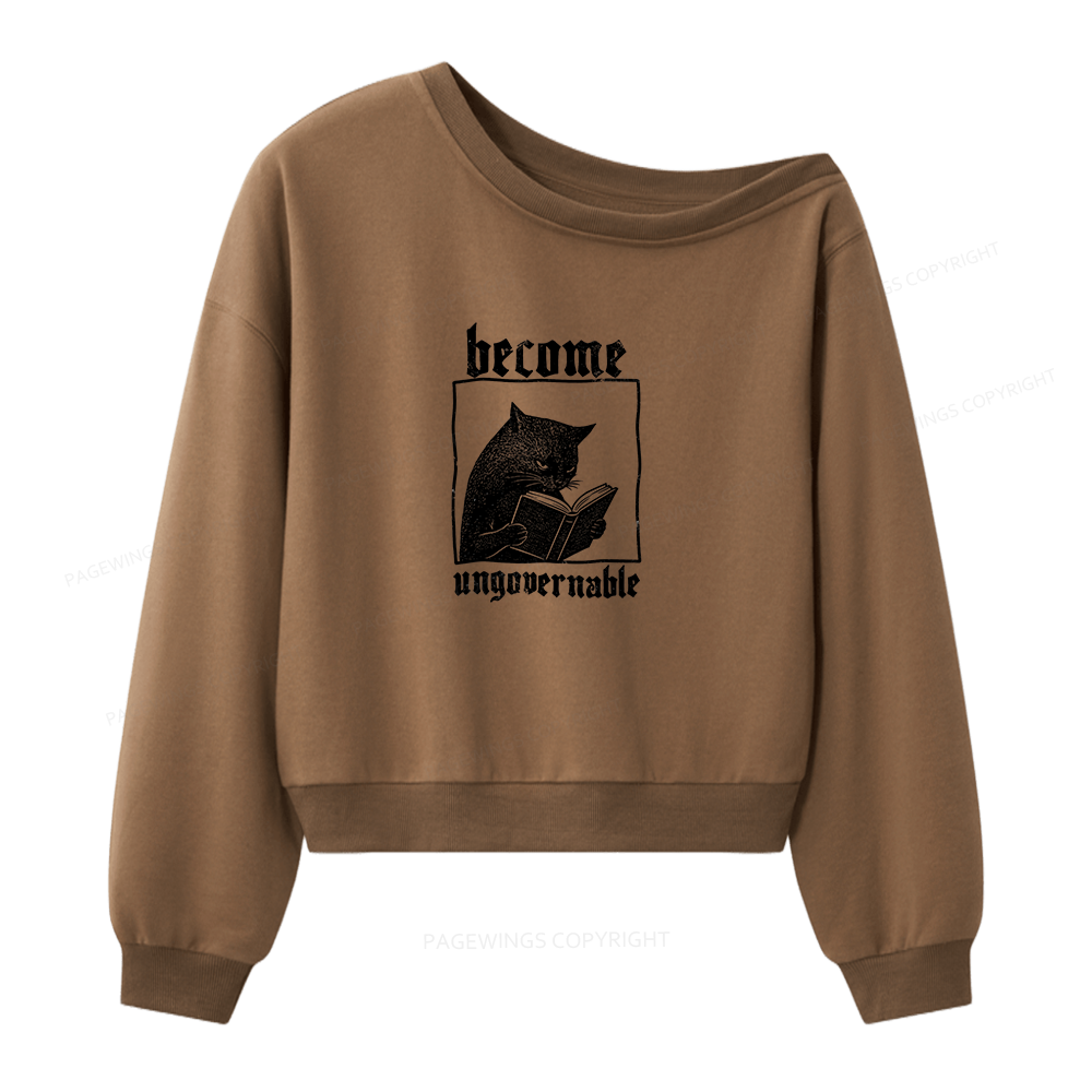 Pagewings Become Ungovernable Women Off Shoulder Sweatshirt