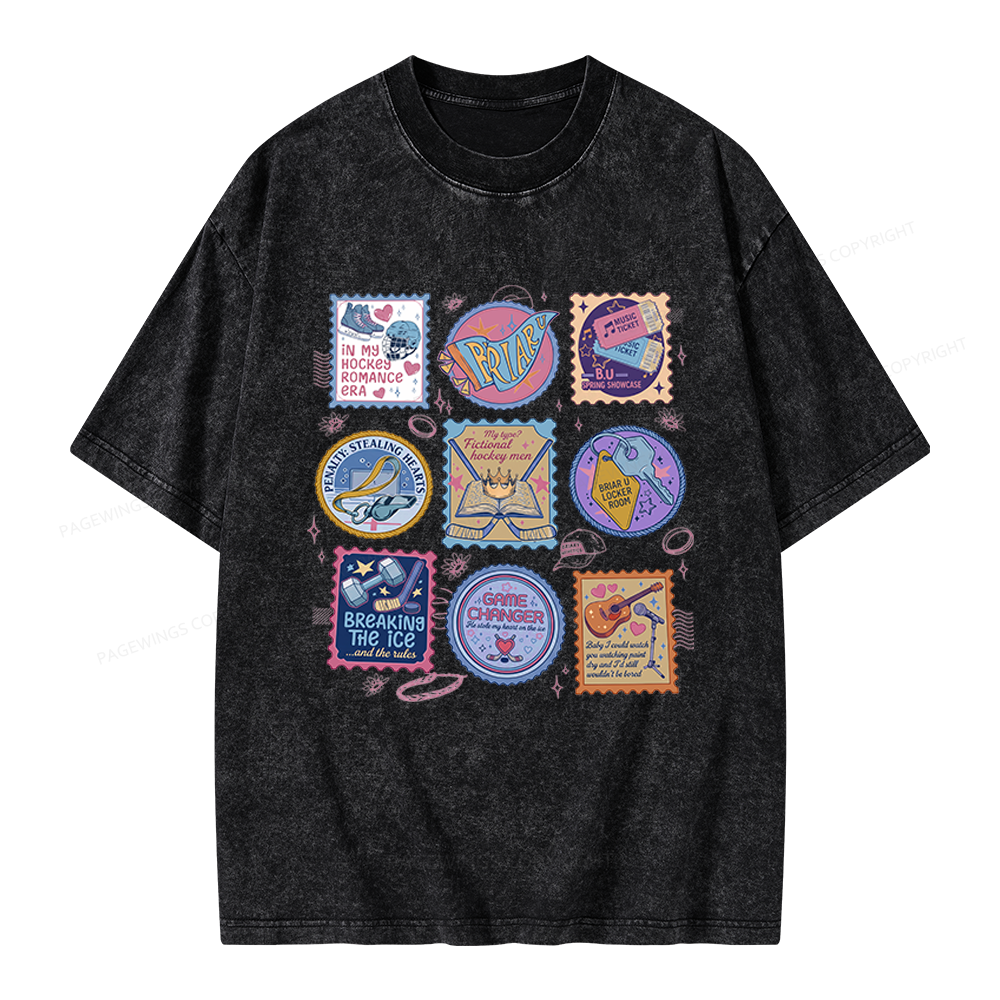 Pagewings Hockey Romance Unisex Washed T-shirt