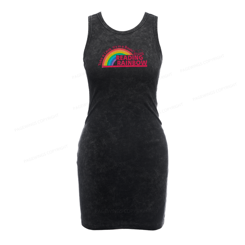 Pagewings Reading With Rainbow Bodycon Tank Dress