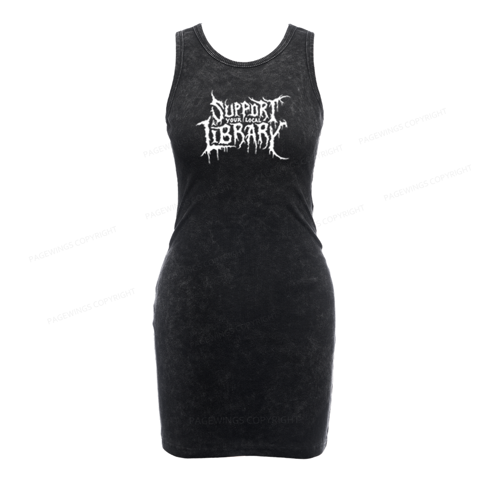 Pagewings Support Your Local Library Bodycon Tank Dress