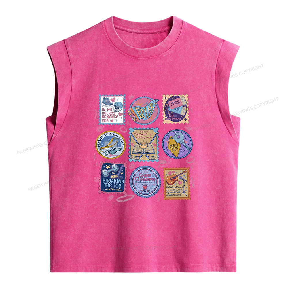 Pagewings In My Hockey Romance Era Women's Washed Tank Top