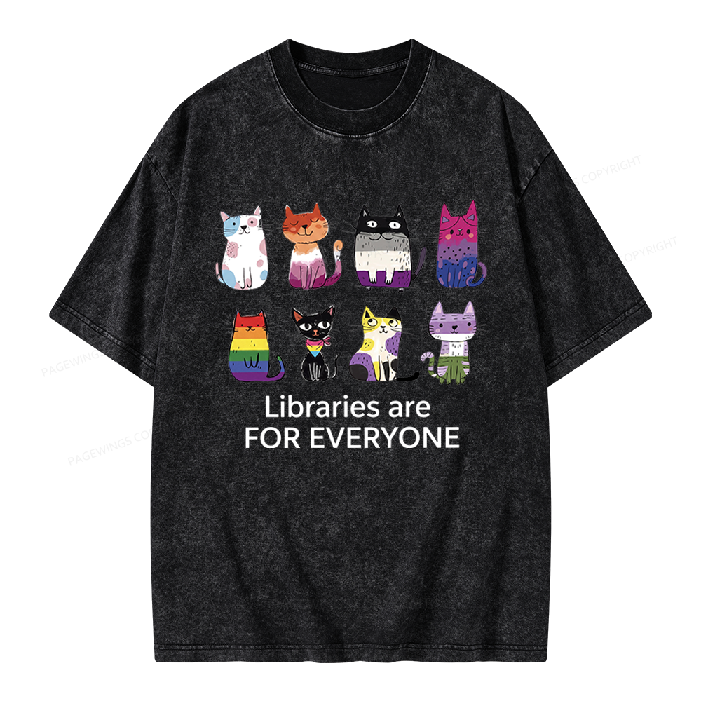 Pagewings Libraries Are For Everyone Unisex Washed T-shirt