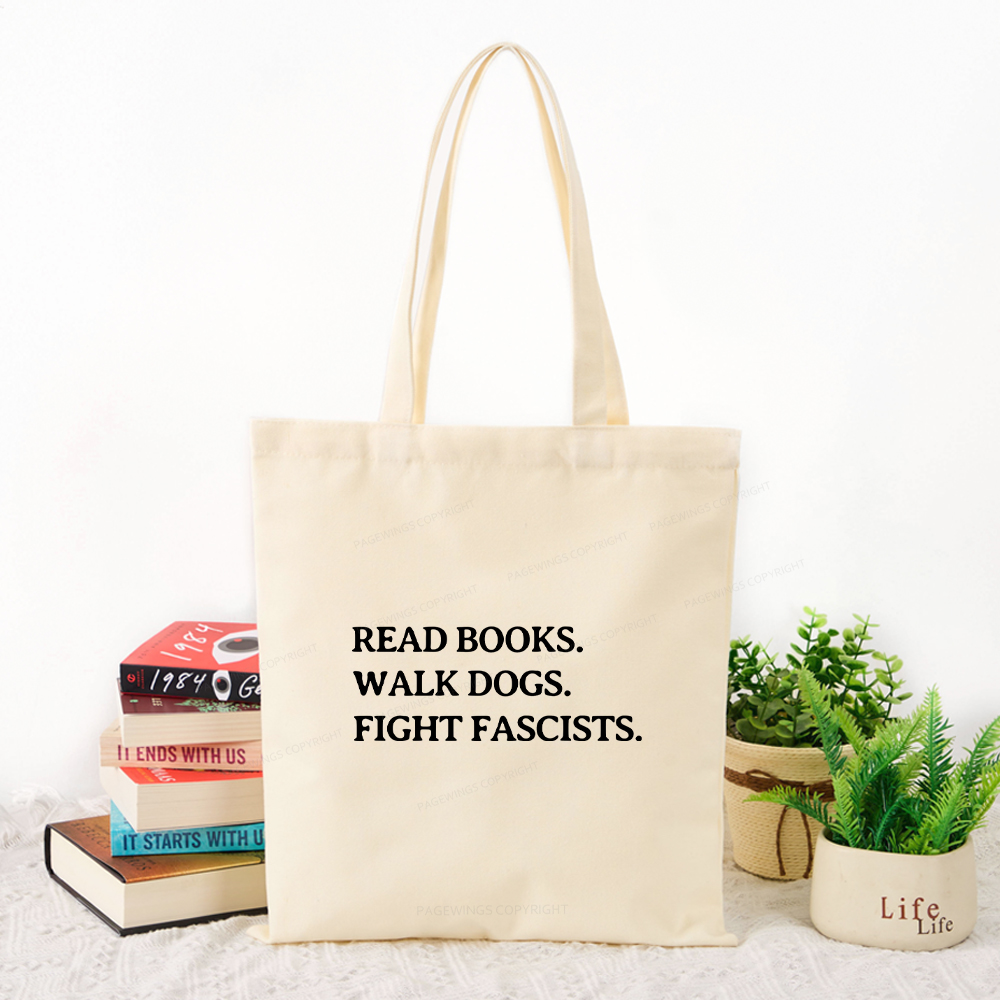 Pagewings Read Books Walk Dogs Tote Bag