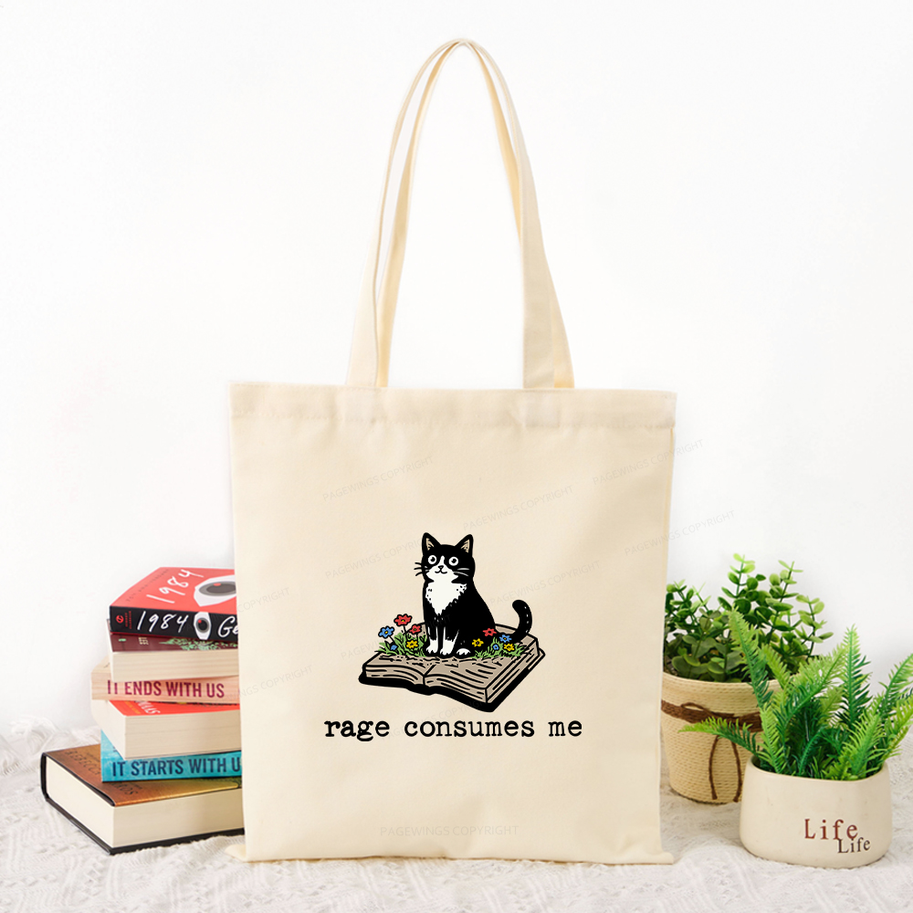 Pagewings Rage Consumes Me Tote Bag