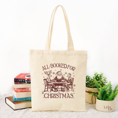 Pagewings Retro All Booked For Christmas Tote Bag