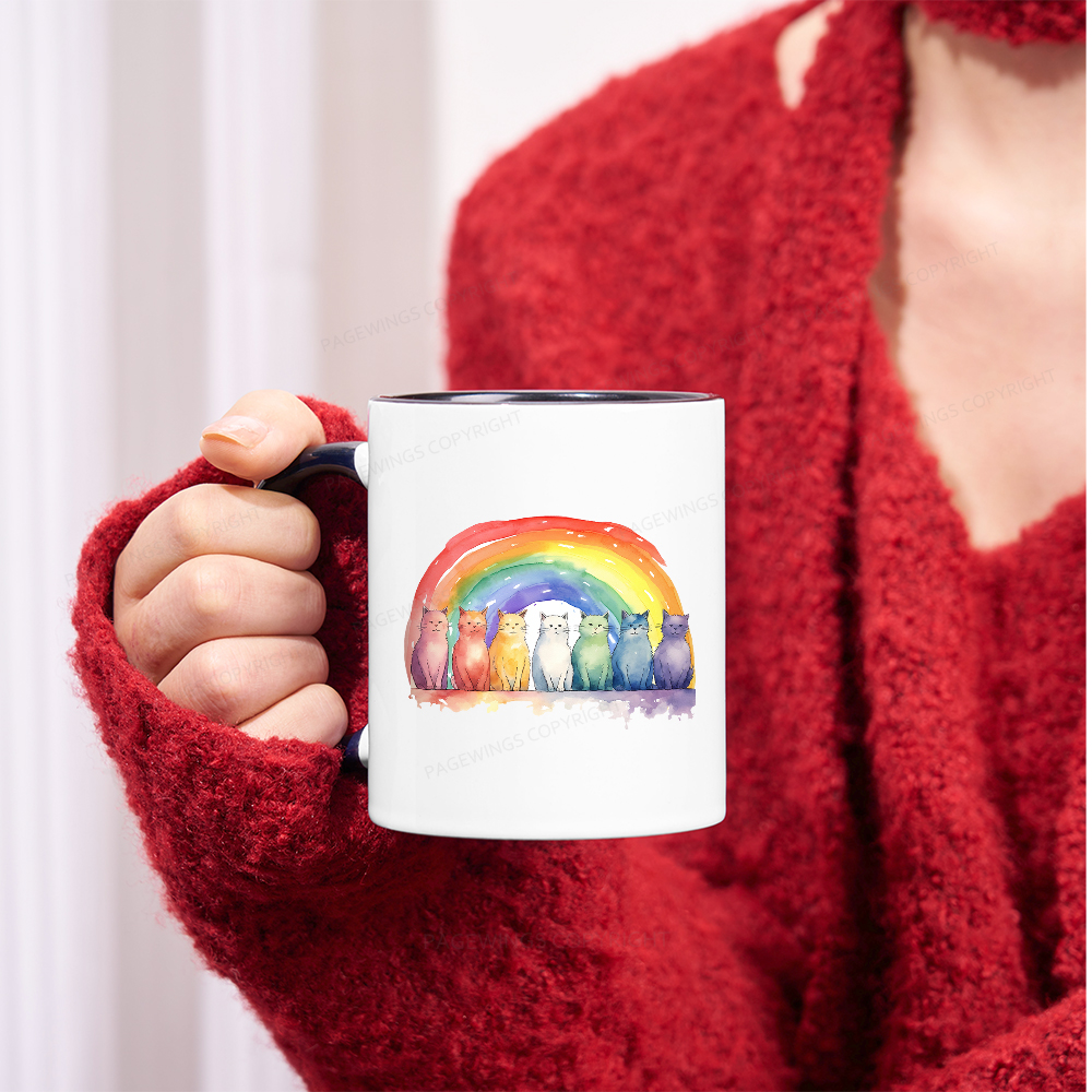 Pagewings Pride Rainbow Cat Mug
