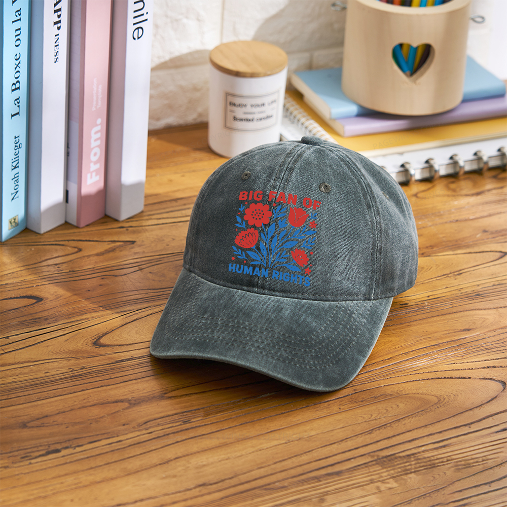 Pagewings Big Fan Of Human Rights  Washed Cap