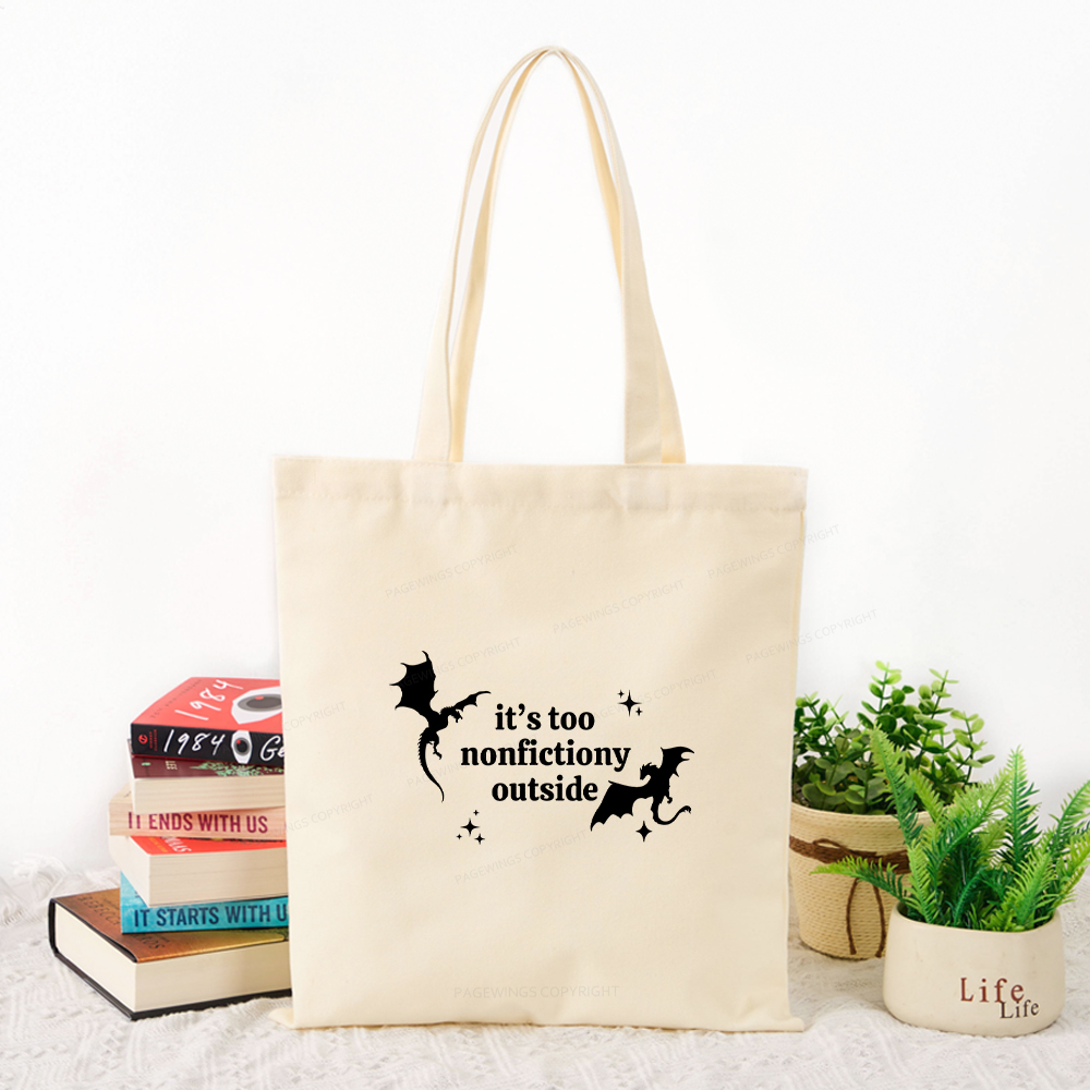 Pagewings It’s Too Nonfictiony Outside Tote Bag