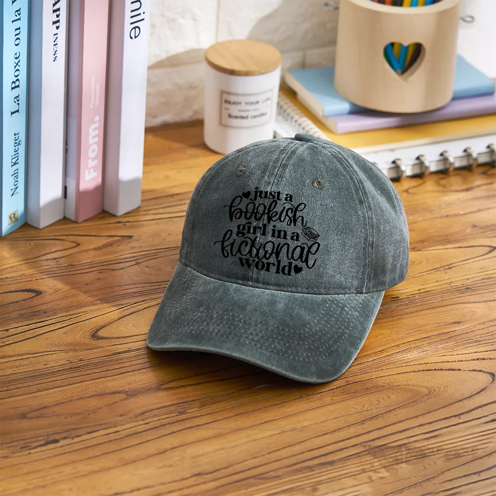 Pagewings Just A Bookish Girl In A Fictional World Washed Cap