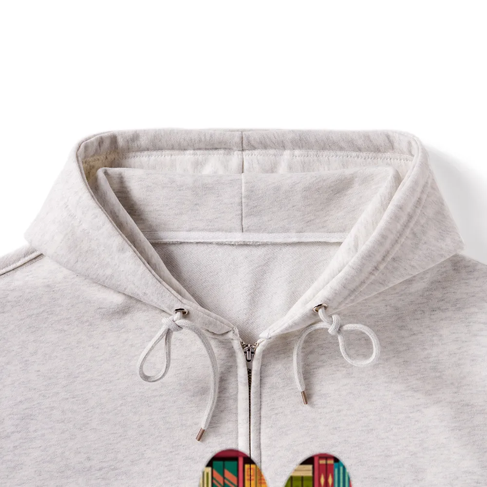 Pagewings Easily Distracted By Dogs And Books Unisex Fleece Zip Up Hoodie